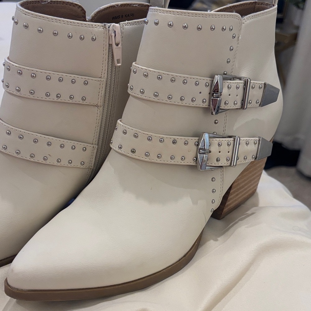 Dolce Vita White Studded Ankle Boots